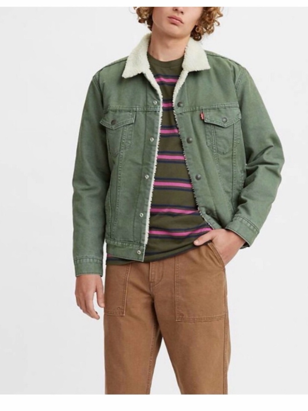 Levi's Green Sherpa-Lined Trucker Jacket size XL